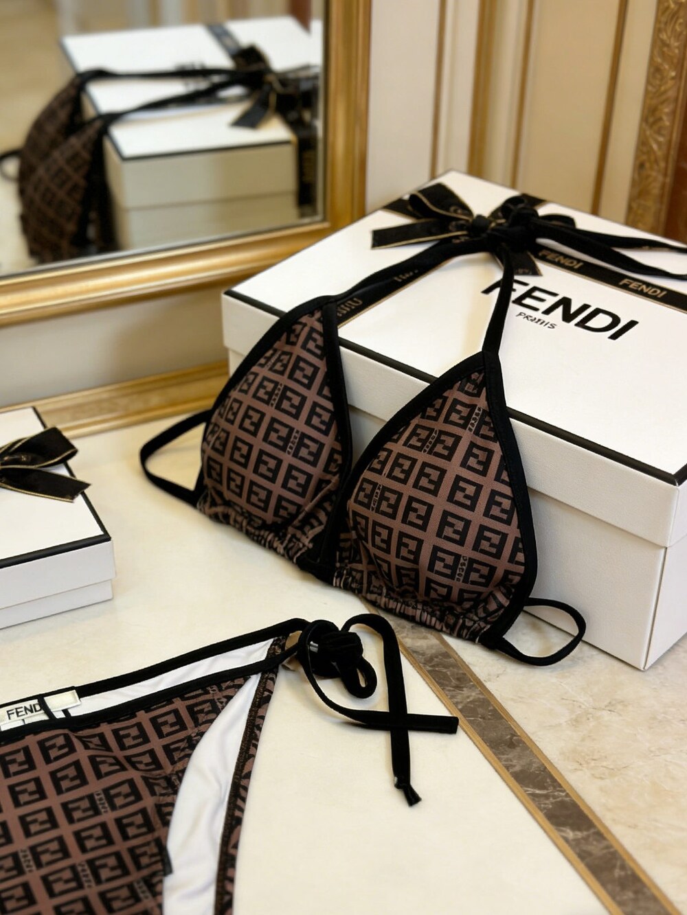 Fendi FF Print Triangle Bikini Set - Picture 2 of 6